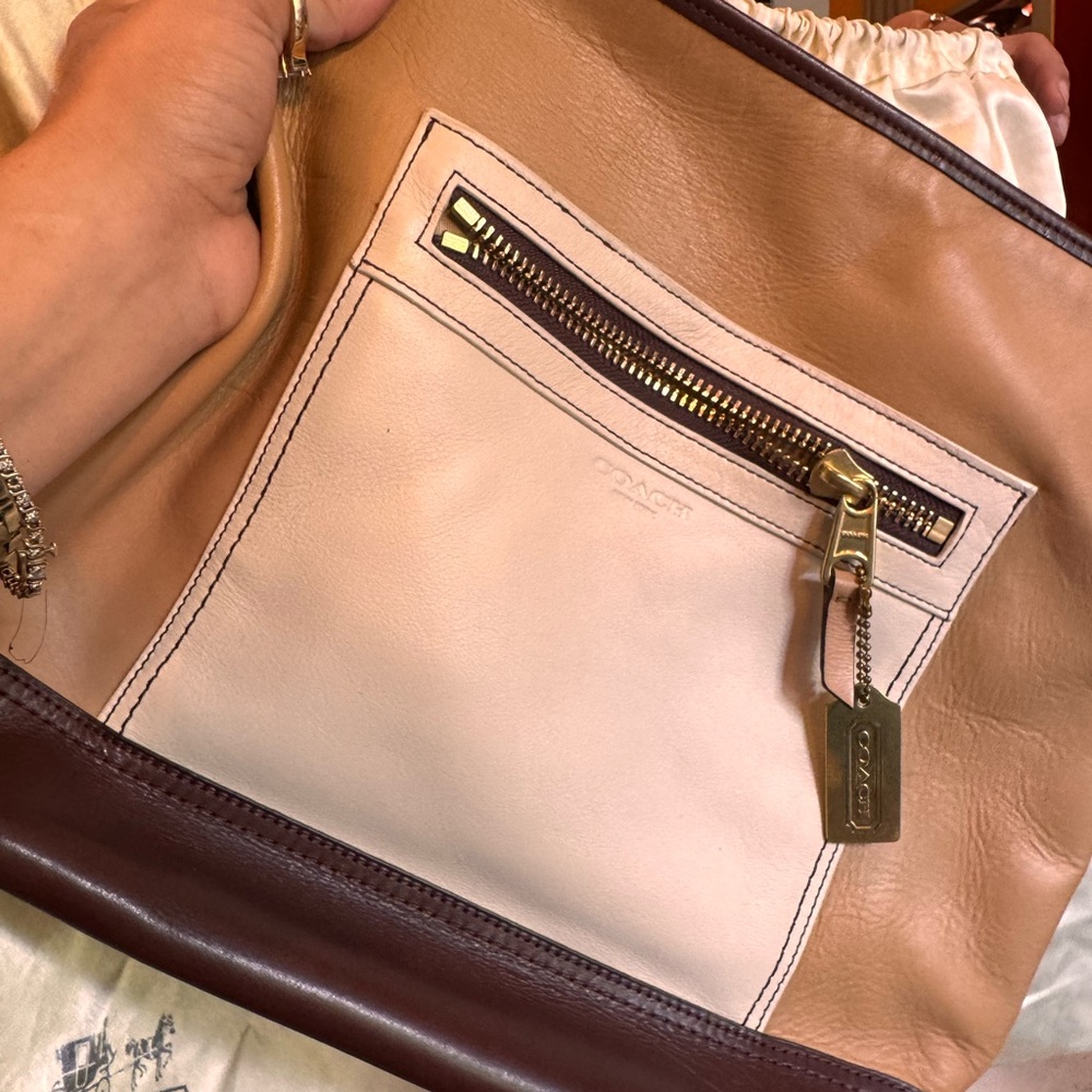 Coach Cream and Brown Leather Women's Bag